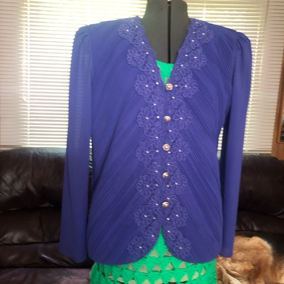 Gorgeous Vintage Floral Purple Blazer Jacket - Picture 6 of 9